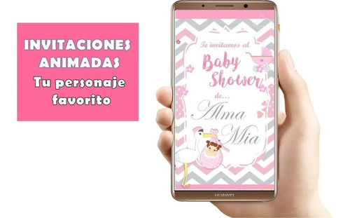 Invitacion Baby Shower Cigueña Nena Video Whatsapp