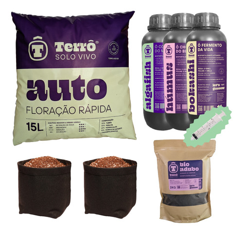 Kit Grower - Solo, Adubo, Bioferts, 2 Vasos De 7 Litros