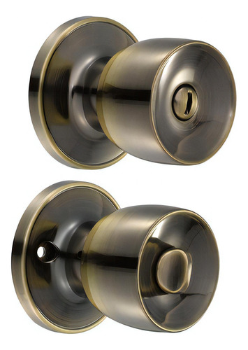 Cerradura De Pomo Copa Para Baño Latón Antiguo 22po Lock Color Dorado oscuro