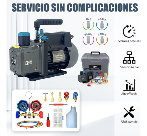 4cfm 1/3hp Bomba De Vacío + Manómetro R134a/r22/r410a/r404a