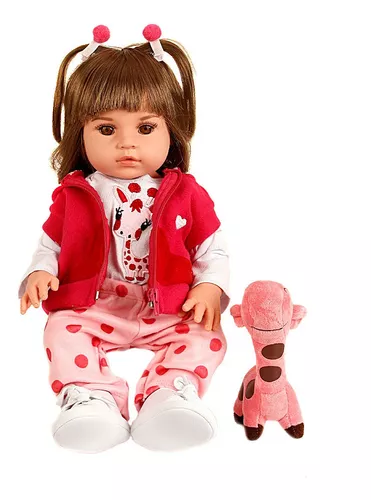 Boneca Bebe Reborn Silicone Girafinha Menina 48cm Realista