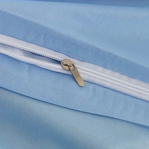 Capa De Edredom Avulsa Casal 400fios Micropercal Zíper Duvet Cor Azul-claro