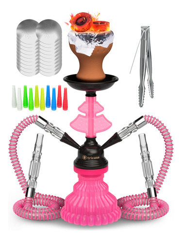 Juego De Narguile Rosa 2 Mangueras Hookah Lilone 12 Mini Hoo