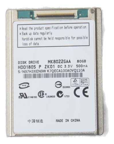 1.8 Nuevo Mk8022gaa Hdd1805 5 Mm Zif Disco Disco 80gb iPod