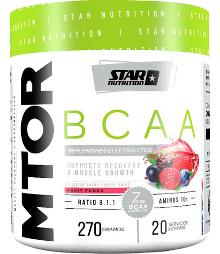 Mtor Bcaa X 270 Grs Star Nutrition Aminoacidos Ramificados