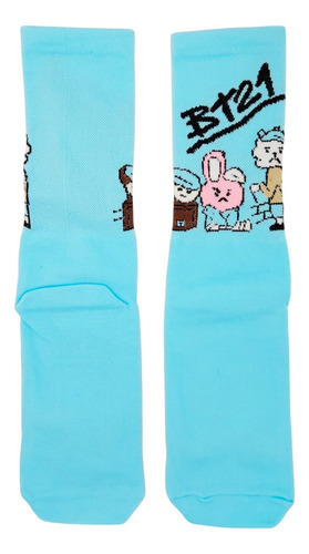 Calcetas Bts Bt21 3 Pares Agua Rosa Negro Estampado 22-28