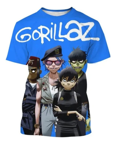 Camiseta De Manga Corta Con Estampado 3d De Gorillaz