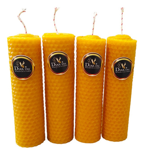 Velas De Miel  Velas Cera De Abejas 12x3 Cm  Diar Dee 4 Pzas