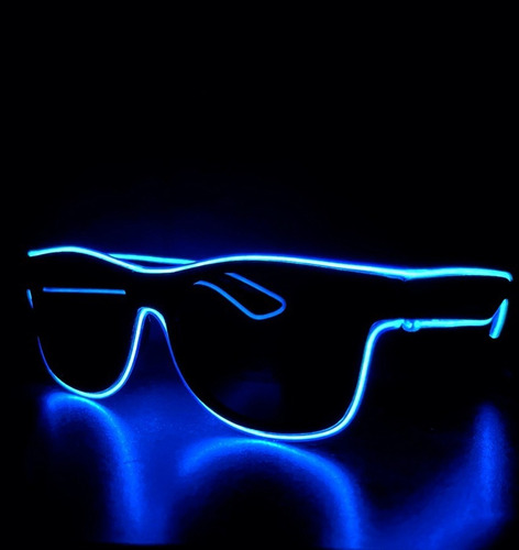 Lentes De Sol Luz Neon Led A Pilas Gafas Anteojos Luminoso Color Azul