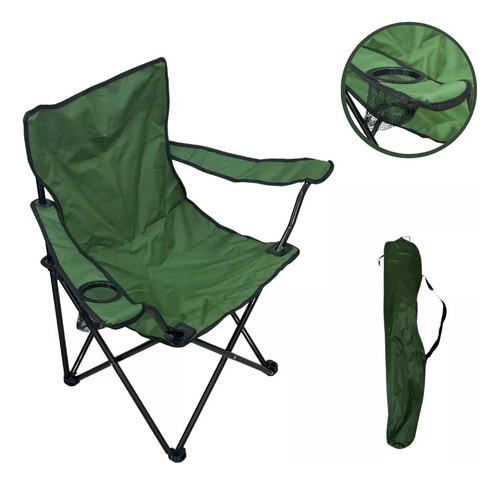 Cadeira Camping Dobrável Com Apoio De Braços Importway Verde
