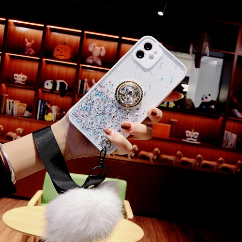 Funda Para Teléfono Samsung Galaxy A73 5g/a04/s23 Con Soporte Anular Y Correa Para La Muñeca, Funda Con Purpurina