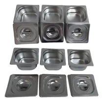 Comprar Kit  12 Cubas Gastronômicas Com Tampa Buffet Inox 1\u002F6 100mm