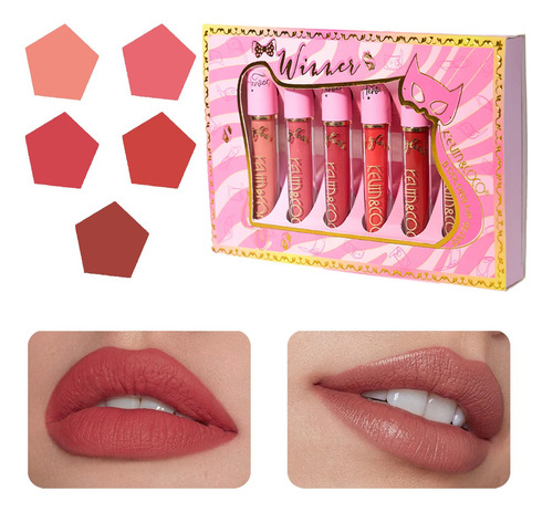 Set Maquillaje De 6 Brillo Labial -el Gato Gana- Kevin&coco