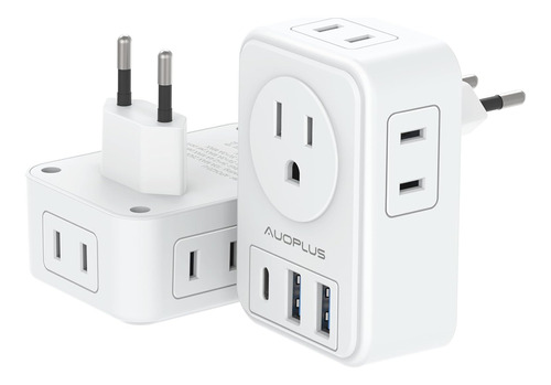 2 Paquetes De Adaptador De Viaje Europeo Usb C, Adaptad...