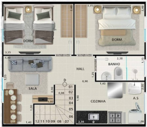 Imagem 2 de 2 de Casa Sobreposta Com 02 Dormitórios Na Vila Sônia - Praia Grande - Ca00399 - 71124666