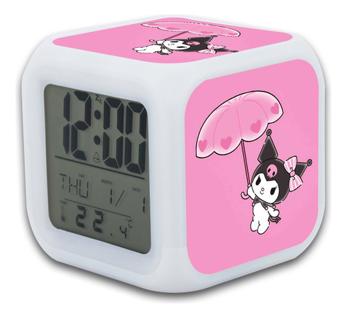 Reloj Despertador Kuromi Con Luz Led Programable