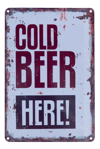 Cuadro Metalico Vintage Diseño Cold Beer / Dco