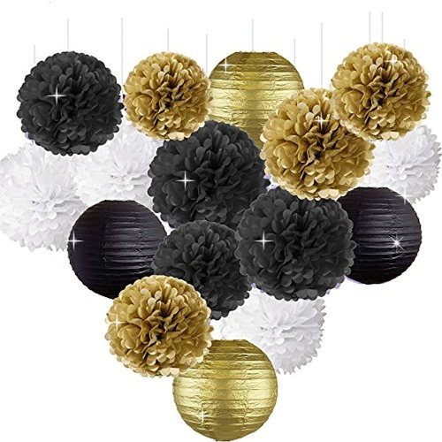 Año Nuevo Decoraciones Oro Negro Y Blanco Kit De Decoración