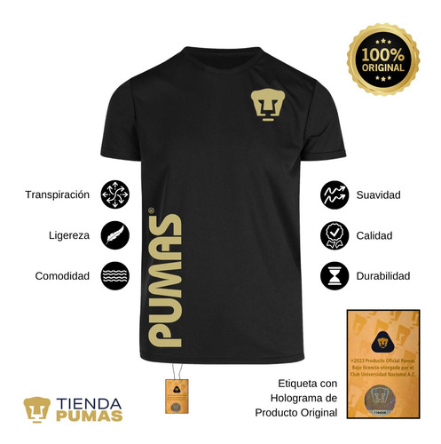 Playera Deportiva Hombre Dryfit Pumas Unam Retro Dorado Vini