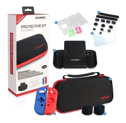 Kit Protector Nintendo Switch Bolso Lámina Grip Case Joy Con