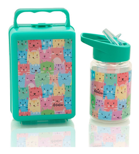 Imagen 5 de 10 de 12 Set Botella Y Lonchera Escolar Infantil Nene Nena Niños