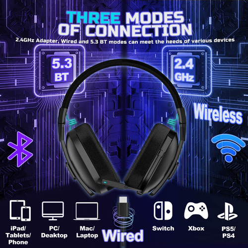 Fone De Ouvido Sem Fio Para Jogos Colusi M600 Para Ps5 Pc Co