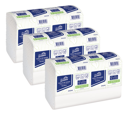 Papel Toalla Interfoliada Hoja Doble Tork 3 Paq X 150 Hojas