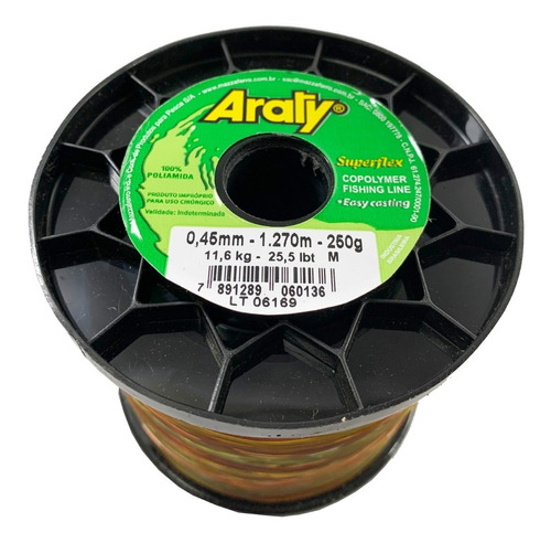 Rollo Nailon Para Pesca Araty Multicolor 1270 Metros 0,45 Mm