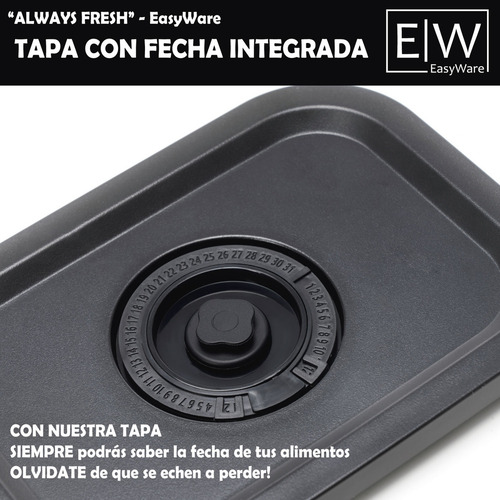 EasyWare Juego de 6 Recipientes De Vidrio Con Bomba Al Vacío Herméticos, A prueba de fugas Refractarios, Contenedores. 13 piezas - 6 recipientes - 6 tapas - 1 bomba - apilable y saludable.