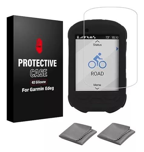 Funda De Silicona + Vidrio Templ Para Garmin Edge 530 Negro