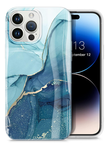 Funda Gviewin Para iPhone 14 Pro Navy Blue Marble