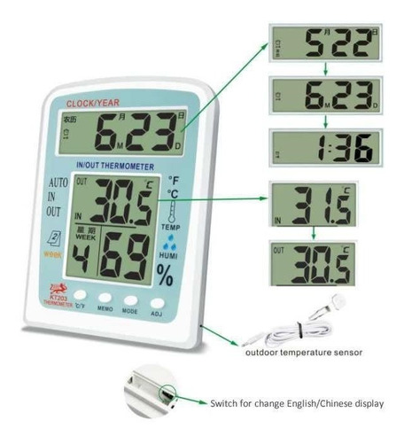 Termohigrometro Temperatura Y Humedad  Kt203 Incl Iva