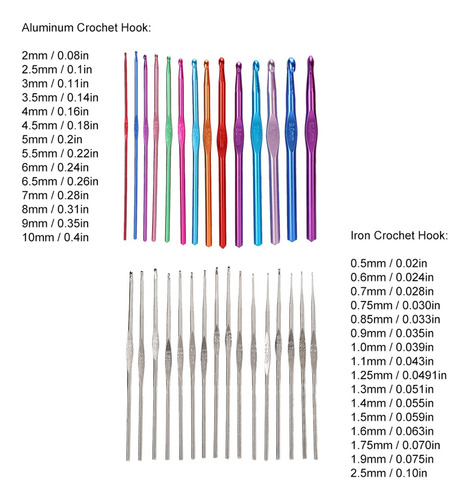 Set De Ganchillo Aluminio Multicolor Diy De Punto 30pcs