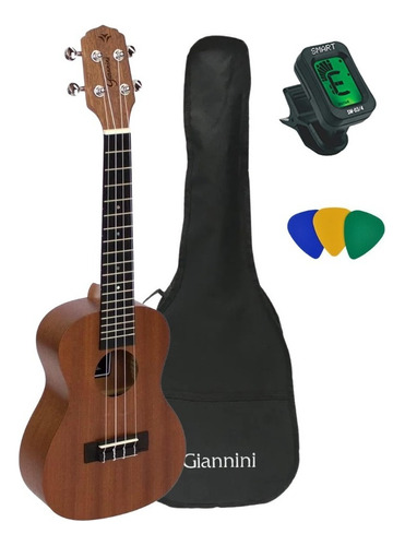 Ukulele Concert Giannini Guk23 Ws Com Capa Afinador Palhetas Cor Marrom