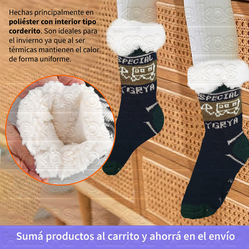 Pantumedias Medias Termicas Interior Corderito Diseño Varios Azul Oscuro 32/35
