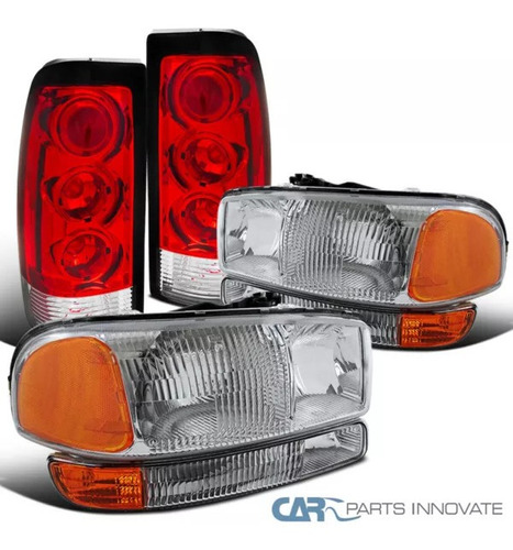 Opticos 99-03 Gmc Sierra +bumper Lights+red Lens Tail Lights