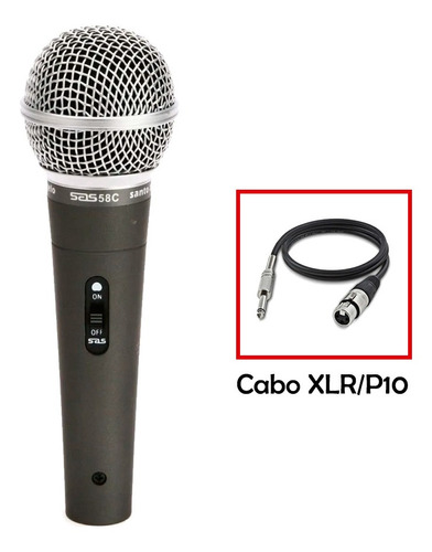 Microfone Santo Angelo Sas 58c Cardióide C/ Cabo Xlr/p10 5mt