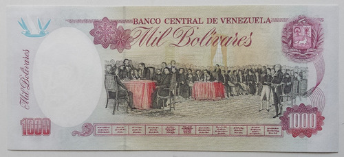 Imagen 2 de 2 de Billete Venezuela 1000 Bolívares Febrero 5 1998 K9 Unc