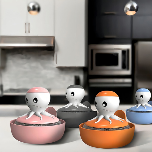 Pulpo Soporte Fibras Esponjas Acero Inoxidable Limpieza Casa Color Rosa