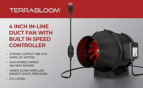 Ventilador En Línea Terrabloom De 4 Pulgadas (100 Mm) - V...