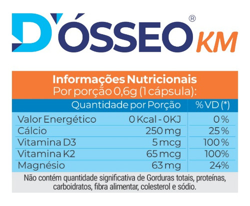 D'osseo Km 30 cápsulas - Calcio, magnesio, D3 y K2 - Massime