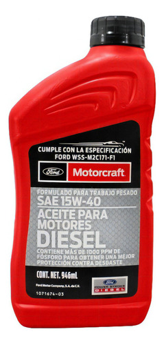 Aceite De Motor Diesel 15w40 Ford Motorcraft 946 Ml