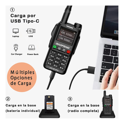 Manos Libres Walkie Talkie Baofeng Uhf/vhf 10w Usb C Lcd Ham