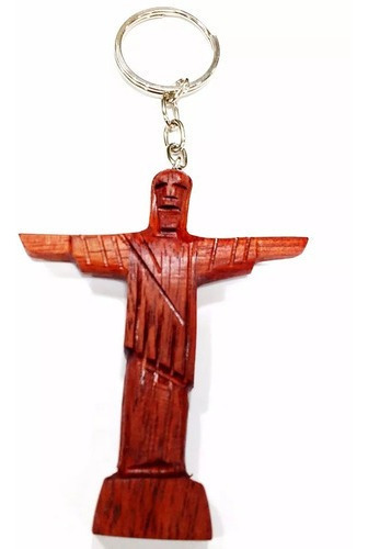 Kit 6 Chaveiros Cristo Redentor Madeira Pau Brasil Souvenir
