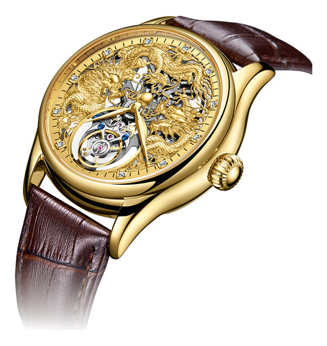 Luxury Tourbillon Mechanical Watch Men's Micro-carved Dragon