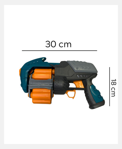 Pistola Lanza 16 Dardos Doble Tambor- Arma De Juguete Verde Con Gris