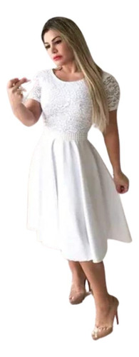 Vestido Acampanado Para Matrimonio Civil, Bodas Talla Plus