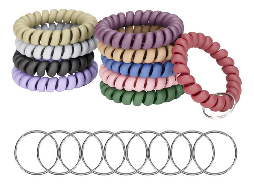 10 Llaveros De Espiral, Llavero De Pulsera De Plástico...