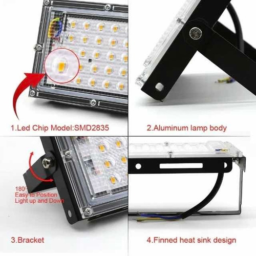 Set 2x Lámparas Reflector Para Uso Exterior Led 110v 50w 6k