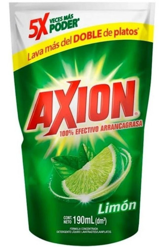 Lavatrastes Para Lavavajillas Axion Limón Líquido En Bolsa 190 ml